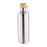 Thermos isotherme double paroi en acier inoxydable - 500 ml - Couvercle en bambou et mousqueton_1
