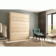 Armoire lit escamotable Mykonos - Chêne naturel - Couchage 160x200 cm - Ouverture assistée - Fabrication européenne_1