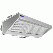Hotte murale Inox - 2m40 - avec moteur, régulateur, filtre et éclairage - P 700 mm | GGM_1