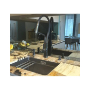 Robinet 3 voies CHEF Black - Mitigeur cuisine noir mat avec douchette_1