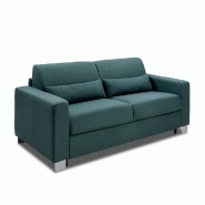 Canapé 3 places DOMUS V2 - Convertible express avec sommier à lattes 140x197 cm - Matelas 17 cm tweed bleu paon_1