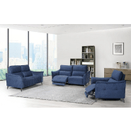 Canapé fixe 2 places ATTITUDE - tissu chenillé bleu nuit - design contemporain et confort optimal_1