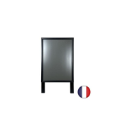 Chevalet stop trottoir bois noir avec porte affiche alu format A2 - Dimensions 78 x 45 cm - Référence : LSTFA2N_1