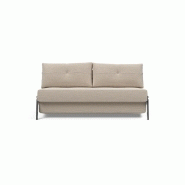 Innovation Living - Canapé design convertible Cubed 02 Chrome 160 en tissu Blida Sand Grey - Couchage 160x200 cm_1