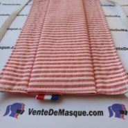 Mask1prougeraye - masque en tissu rouge rayé VDM - triple épaisseurs 100% coton - lavable à 60 degrés_1