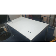 Poste de travail complet - Bureau Droit Blanc 140x80 cm + Fauteuil ergonomique SEDUS + Caisson sur roues 2/3 tiroirs d'occasion_1