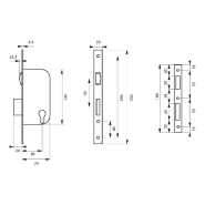 Serrure encastrable pour porte d'entrée - rouleau laiton - têtère et gâche en acier - réf. 00012289 - marque Thirard_1