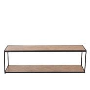 Table basse MOUNIE - motifs chevron naturel clair - pieds métal noir - style industriel - L150 x H45 x P40 cm_1