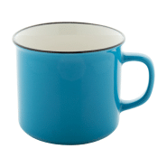 Mug vintage en céramique - 300 ml - Bord noir - Intérieur blanc et extérieur coloré_1