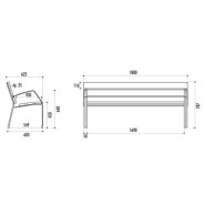 Banc public Modo-08 - 6 lames en bois exotique 180 cm - Piètement en fonte ductile_1