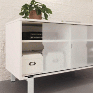 Meuble de service avec portes coulissantes - alu, blanc pastel, blanc_2