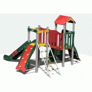 Structure de jeux combinées Neo 2 tours - NEO21239I - CREA Equipements - avec toboggan, mur d'escalade et filet de cordage_1