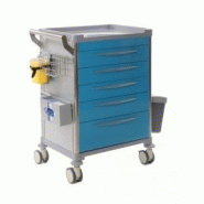 Chariot de soins hospitalier - 5 tiroirs - bleu ciel - modèle 63003 avec accessoires inclus_1