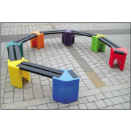 Bancs enfants en forme de cercle - Plastique recyclé, couleurs vives - Modèles 12 et 18 places_1