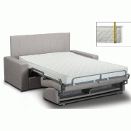 Canapé lit CanapExpress - Matelas mémoire 22cm - Tête de lit intégrée - Velours gris - Système ouverture rapide_1