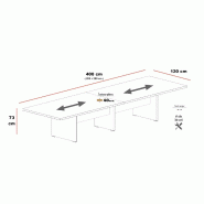 Grande table de réunion rectangulaire TAK - Mobel Linea. - Non, Blanc, 400_1
