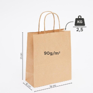 Sac kraft vergé brun poignées torsadées 18x8x21cm - par 50_1