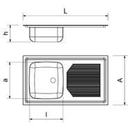 453204 - evier inox à encastrer - fricosmos - avec bac à droite et égouttoir à gauche_1