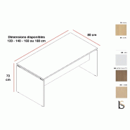 Bureau rectangulaire pieds bois Practika P4 - Quadrifoglio - 160, Gris_2