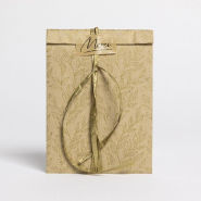 Pochettes cadeaux kraft lisse Feuilles d'or 12x4,5x20cm - par 150_1
