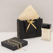 Sac luxe noir mat dorure à chaud Astera poignées ruban 24x8x18cm - par 12_1