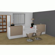 Banque d'accueil Z2 pour deux personnes avec accès bas - Officity - Beige, Blanc, 426_1