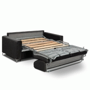 Canapé convertible express Jackson - Matelas Comfort Bultex® 160x195 cm - Sommier lattes bois - Polyuréthane marron_1