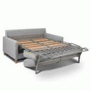 Canapé convertible OGGETTO - Matelas 16 cm - Système express - Sommier lattes 120 cm - Polyuréthane gris clair - Style suédois_1