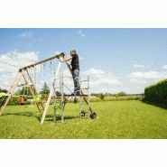 Échafaudage aluminium HAILO - roues tout-terrain, hauteur de travail 3 m pour jardin_1