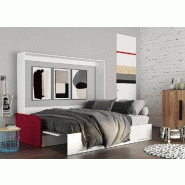 ARMOIRE LIT ESCAMOTABLE VERTIGO SOFA FAÇADE BLANC BRILLANT CANAPÉ ACCOUDOIRS ROUGE 160*200 CM_1
