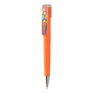 Stylo à bille twist en plastique - large clip pour impression - encre bleue - couleur orange_1