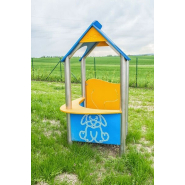 Maisonnette pour aire de jeux conforme EN1176 - Toit, comptoir, tableau interactif et panneaux - Référence BT12006_1