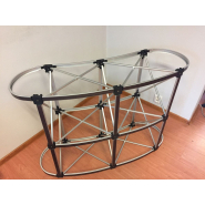 Comptoir pliable parapluie taille L - 2x2 avec plateau 40x130 cm et étagère intérieure_1