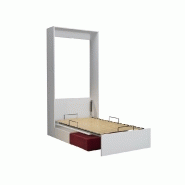 Armoire lit escamotable Dynamo Sofa - Canapé intégré tissu rouge - Couchage 90x200 cm - Blanc_1