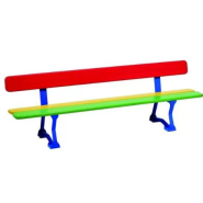 Banc Mora Junior en bois exotique - finition laquée - longueur 1500 mm - hauteur d’assise 270 mm - structure en fonte d’acier peinte_1