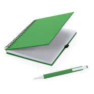 Bloc-notes à spirales 70 pages - papier recyclé - avec stylo bille assorti - encre bleue_1