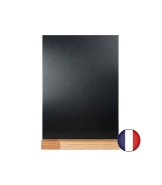 Porte menu de table en bois brut - Dimensions 21 x 6,5 x 2,4 cm avec rainure inclinée et ardoise - Lot de 2 - Référence : PFN57ZBRUTA4_1