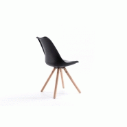 Lot de 2 chaises SANDO - Polypropylène noir avec coussin en polyuréthane et pieds en bois - Design chic et moderne_1