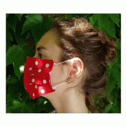 Masque lavable en coton imprimé rayures et pois - doublé coton rouge - Made in France - 3 couches, 3 plis_1