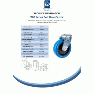 Roulette pivotante de 125 mm avec caoutchouc élastique bleu sur roue centrale en nylon_1