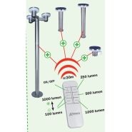 Timeo - Borne solaire avec télécommande - Ribimex France - Dimensions ± 23 cm Ø x ± 84 cm H - LED SMD 6 W - Puissance réglable 100 Lumen à 1000 Lumen_1