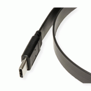 VALUE Câble USB4 Gen 3, avec PD, C-C, M/M, 8K UHD-2, 40Gbit/s, Emark, 100W, plat, noir, 0,5 m_1