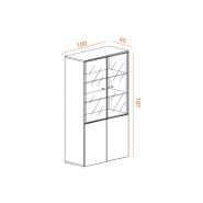 Armoire haute ELLIS - portes en verre push-to-open - L100 x H197 cm - 4 étagères en bois mélaminé_1