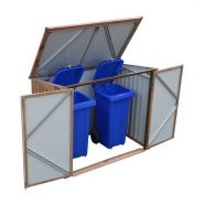 Duramax - cache-conteneurs et abris poubelle - métal aspect bois - 150 x 90 cm - anticorrosion et anti-UV_1