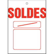Étiquette à trou Soldes Contemporain 48x66mm - par 500 - avec zone de prix barré - blanc et rouge_1