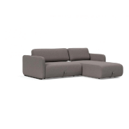 Innovation Living - Canapé d'angle méridienne convertible design VOGAN - Tissu Mixed Dance Grey avec étagère intégrée et couchage 120x200 cm_1