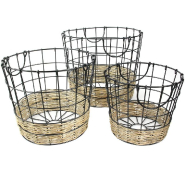 Panier métal et osier 33x28 - 28x24 - 23x20 cm - par 3_1