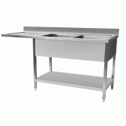 Plonge spéciale pour lave vaisselle 2 bacs, 1600x600 égouttoir Gauche_1