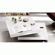 Table basse design HUBIC - laquée blanc brillant avec plateau pivotant et plaques en verre_1