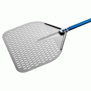 Pelle à pizza rectangulaire perforée aluminium 33x33 - Manche 150 cm - Gamme Azzurra | GI.METAL_1
